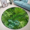Tropical Leaf Round Carpet Floor Rug Living Room Bedroom Decor Round Area Rug Carpet