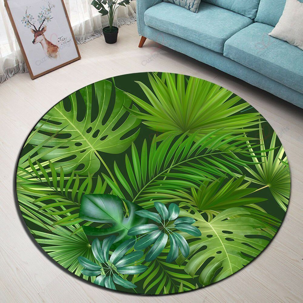 Tropical Leaf Round Carpet Floor Rug Living Room Bedroom Decor Round Area Rug Carpet Tropical Leaf Round Carpet Floor Rug Living Room Bedroom Decor Round Area Rug Carpet