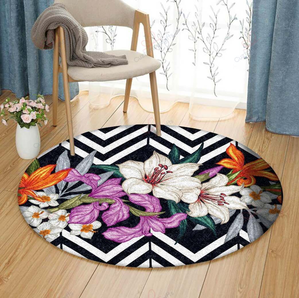 Tropical Leaves And Flowers Round Carpet Floor Rug Living Room Bedroom Decor Round Area Rug Carpet Tropical Leaves And Flowers Round Carpet Floor Rug Living Room Bedroom Decor Round Area Rug Carpet