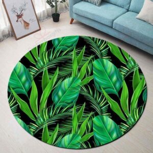 Tropical Leaves Round Carpet Floor Rug Living Room Bedroom Decor Round Area Rug Carpet