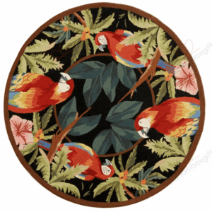 Tropical Parrot Round Carpet Floor Rug Living Room Bedroom Decor Round Area Rug Carpet