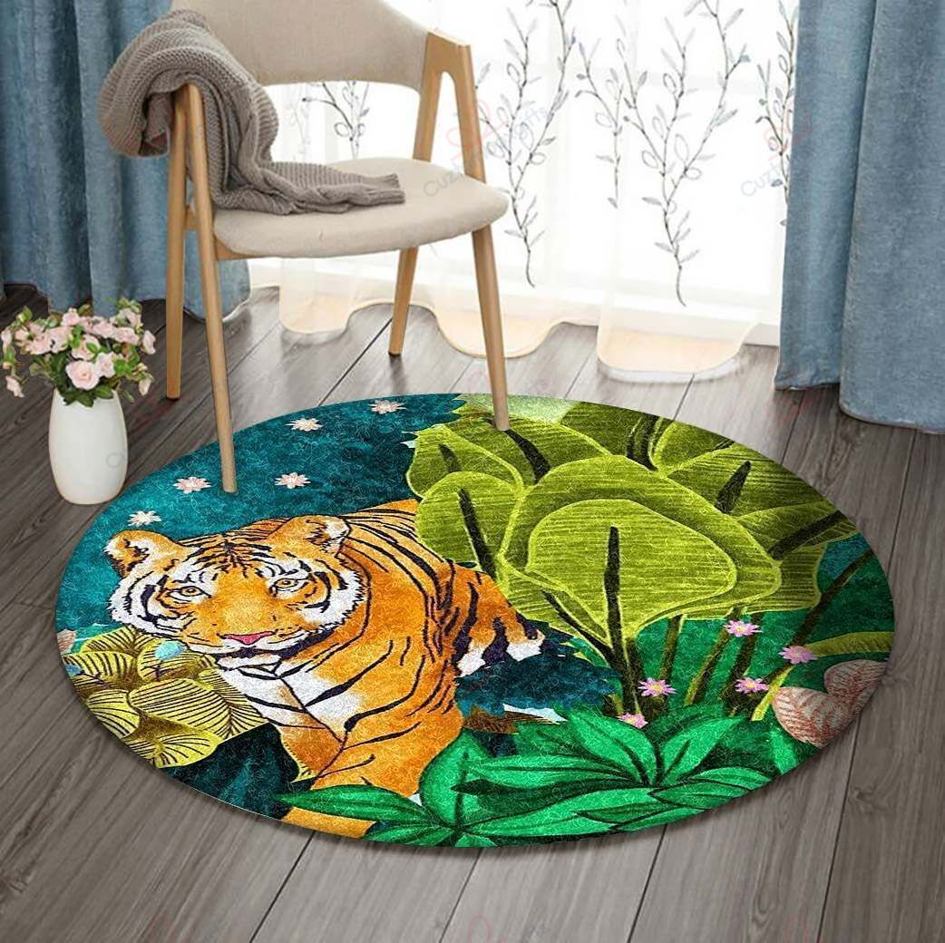 Tropical Tiger Round Carpet Floor Rug Living Room Bedroom Decor Round Area Rug Carpet Tropical Tiger Round Carpet Floor Rug Living Room Bedroom Decor Round Area Rug Carpet