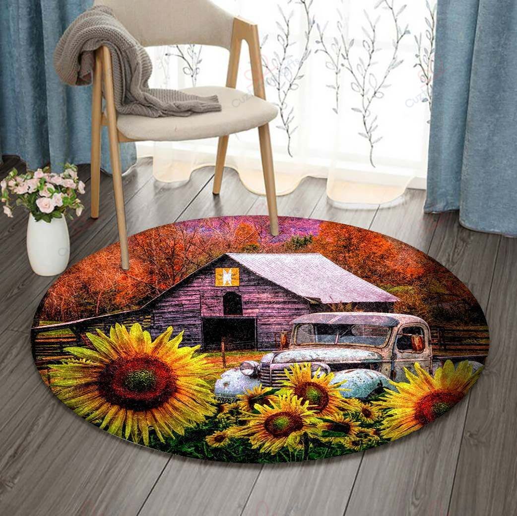 Truck Farm Garden Flower Sunflower Round Carpet Floor Rug Living Room Bedroom Decor Round Area Rug Carpet Truck Farm Garden Flower Sunflower Round Carpet Floor Rug Living Room Bedroom Decor Round Area Rug Carpet