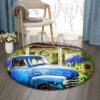 Truck Farm Garden Flower Sunflower Round Carpet Floor Rug Living Room Bedroom Decor Round Area Rug Carpet