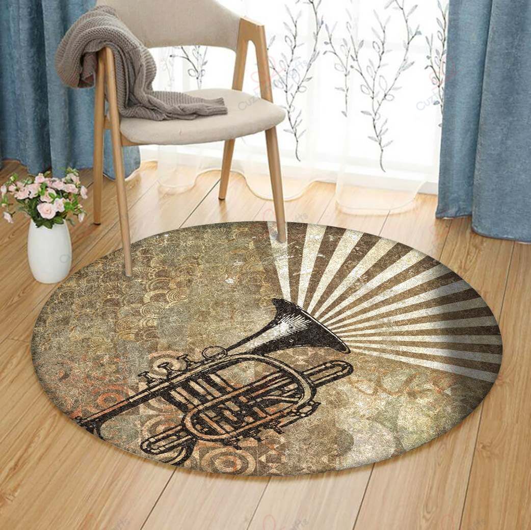 Trumpet Hear Round Carpet Floor Rug Living Room Bedroom Decor Round Area Rug Carpet Trumpet Hear Round Carpet Floor Rug Living Room Bedroom Decor Round Area Rug Carpet