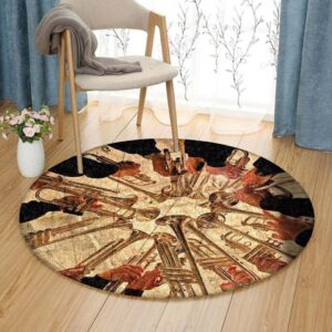 Trumpet Love Round Carpet Floor Rug Living Room Bedroom Decor Round Area Rug Carpet