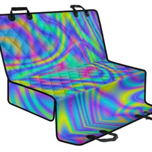 Turquoise Holographic Trippy Print Pet Car Back Seat Cover - f966270b5ff2