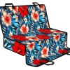 Turquoise Leaves Hibiscus Pattern Print Pet Car Back Seat Cover - 3ff22ba47043