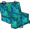 Turquoise Tropical Leaf Pattern Print Pet Car Back Seat Cover - d48393700538