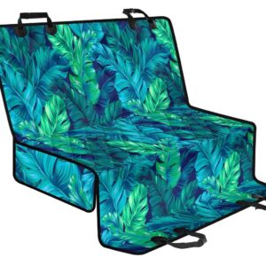 Turquoise Tropical Leaf Pattern Print Pet Car Back Seat Cover - d48393700538