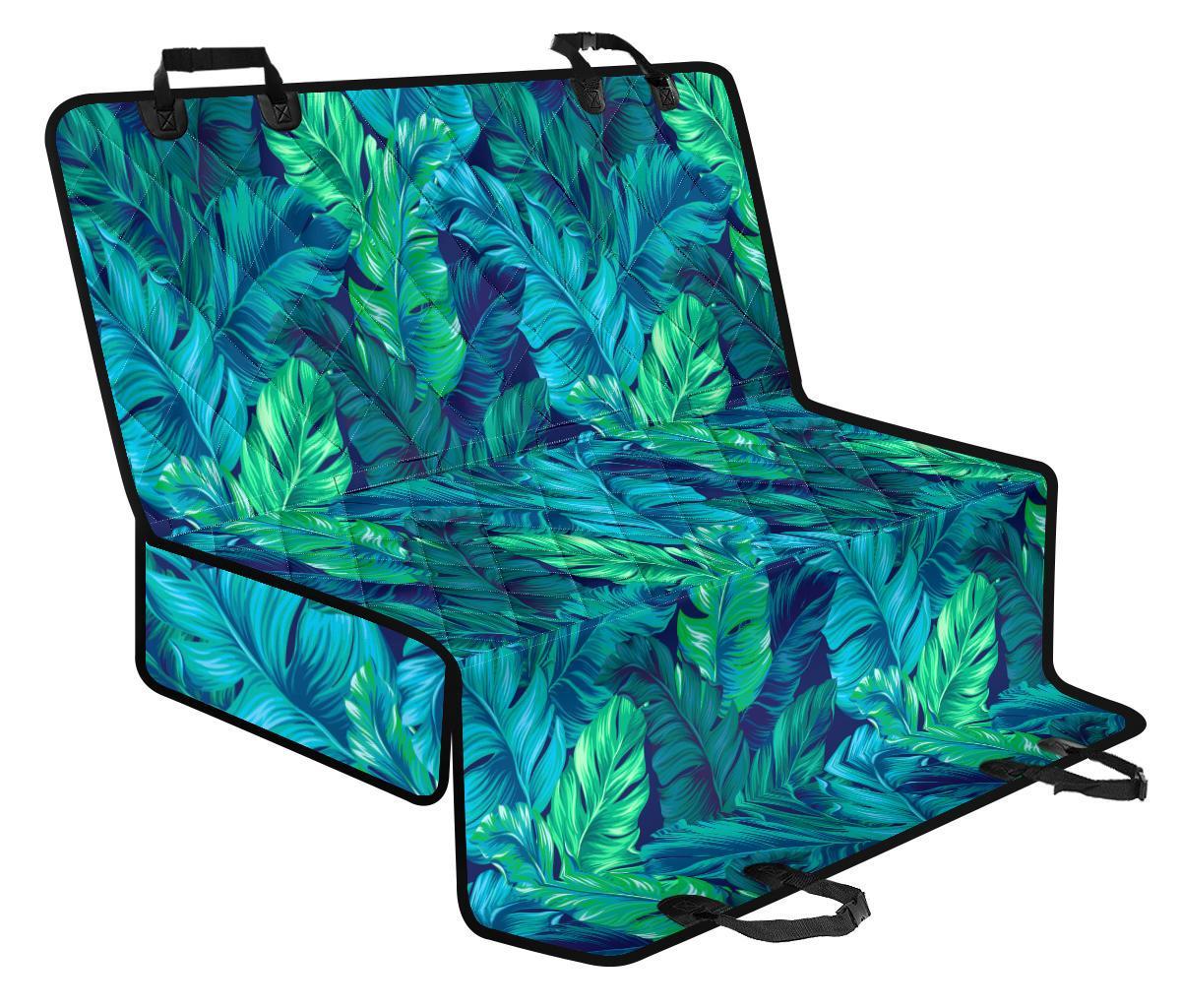 Turquoise Tropical Leaf Pattern Print Pet Car Back Seat Cover - d48393700538 Turquoise Tropical Leaf Pattern Print Pet Car Back Seat Cover - d48393700538