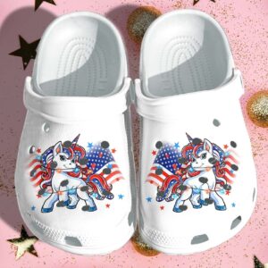 Unicorn America Flag Shoes Crocs Clog 4Th Of July Day Gifts – Cute Unicorn Croc Shoes For Boys Girls