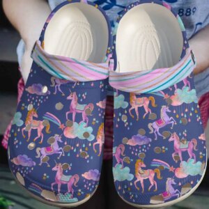 Unicorn Personalized Clog Custom Crocs Comfortablefashion Style Comfortable For Women Men Kid Print 3D Baby Purple
