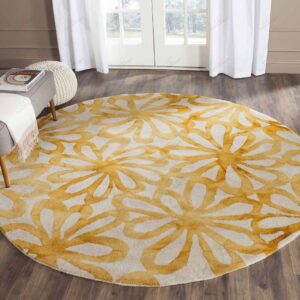 Vintage Boho Flower Round Carpet Floor Rug Living Room Bedroom Decor Round Area Rug Carpet