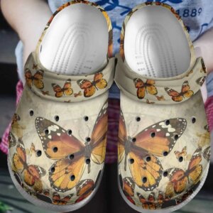 Vintage Butterfly Personalize Clog Custom Crocs Fashionstyle Comfortable For Women Men Kid Print 3D 3D
