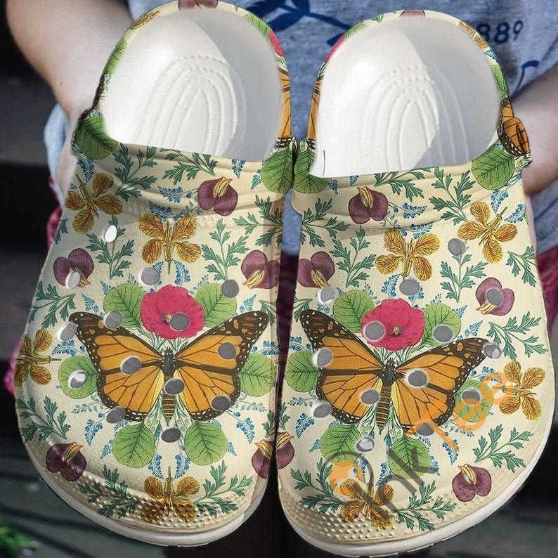 Vintage Butterfly With Flower Decor Crocs Clog Clog Shoes Vintage Butterfly With Flower Decor Crocs Clog Clog Shoes