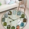 Vintage Clock Round Carpet Floor Rug Living Room Bedroom Decor Round Area Rug Carpet