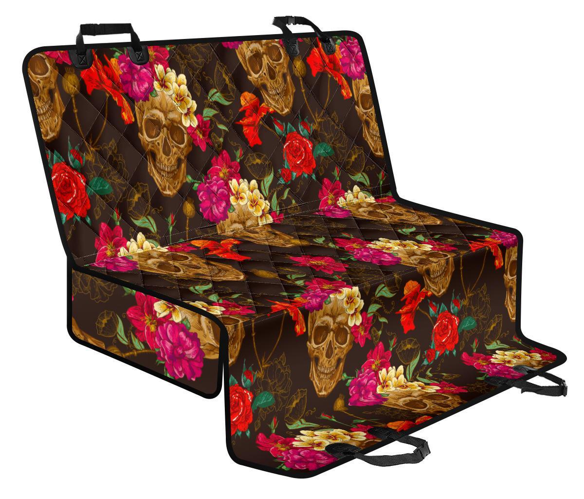 Vintage Flowers Skull Pattern Print Pet Car Back Seat Cover - bce664701069 Vintage Flowers Skull Pattern Print Pet Car Back Seat Cover - bce664701069