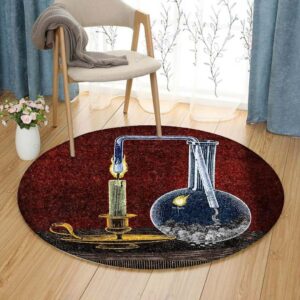 Vintage Laboratory Round Carpet Floor Rug Living Room Bedroom Decor Round Area Rug Carpet