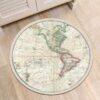Vintage Map Of The World Round Carpet Floor Rug Living Room Bedroom Decor Round Area Rug Carpet