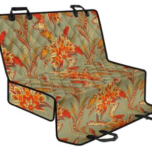 Vintage Orange Bohemian Floral Print Pet Car Back Seat Cover - 2e26dd8e1a54