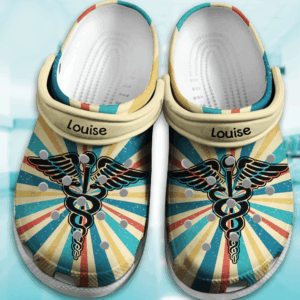 Vintage Retro Nurse Shoes Crocs Clog Customize Name – Caduceus Crocbland Clog Gift For Man Woman