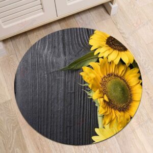 Vintage Wall Sunflower Round Carpet Floor Rug Living Room Bedroom Decor Round Area Rug Carpet