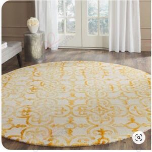 Vintage Yellow Round Carpet Floor Rug Living Room Bedroom Decor Round Area Rug Carpet
