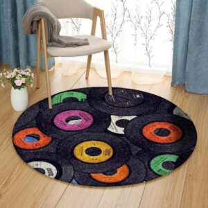 Vinyl Disc Round Carpet Floor Rug Living Room Bedroom Decor Round Area Rug Carpet