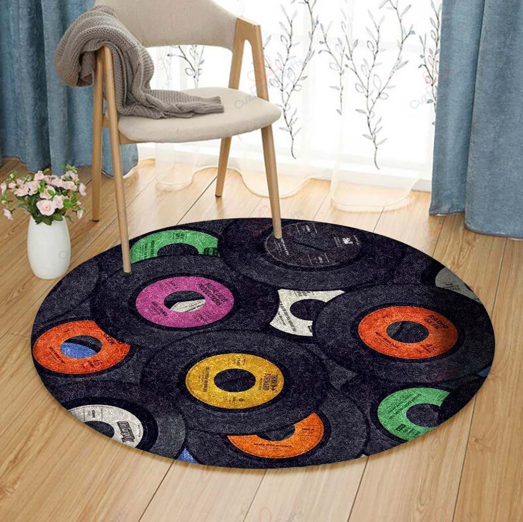Vinyl Disc Round Carpet Floor Rug Living Room Bedroom Decor Round Area Rug Carpet Vinyl Disc Round Carpet Floor Rug Living Room Bedroom Decor Round Area Rug Carpet