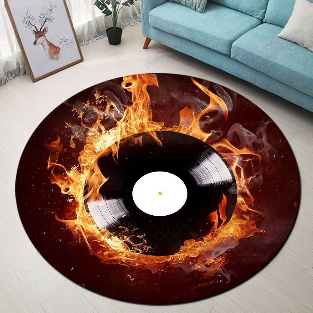 Vinyl Disk Round Carpet Floor Rug Living Room Bedroom Decor Round Area Rug Carpet Vinyl Disk Round Carpet Floor Rug Living Room Bedroom Decor Round Area Rug Carpet