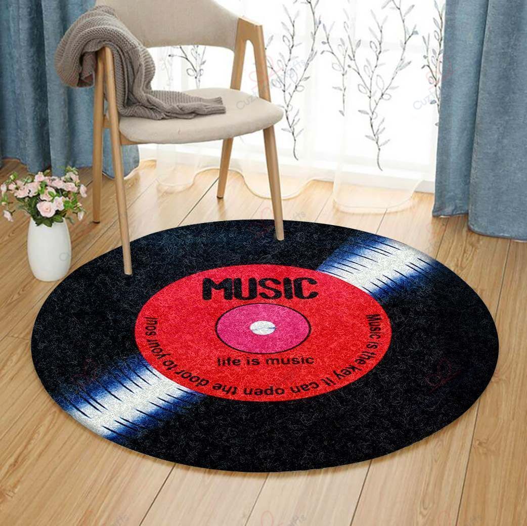 Vinyl Music Round Carpet Floor Rug Living Room Bedroom Decor Round Area Rug Carpet Vinyl Music Round Carpet Floor Rug Living Room Bedroom Decor Round Area Rug Carpet
