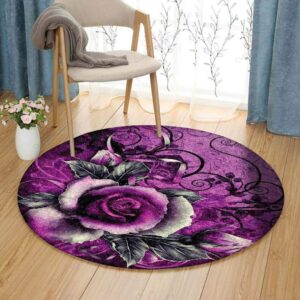 Violet Rose Round Carpet Floor Rug Living Room Bedroom Decor Round Area Rug Carpet