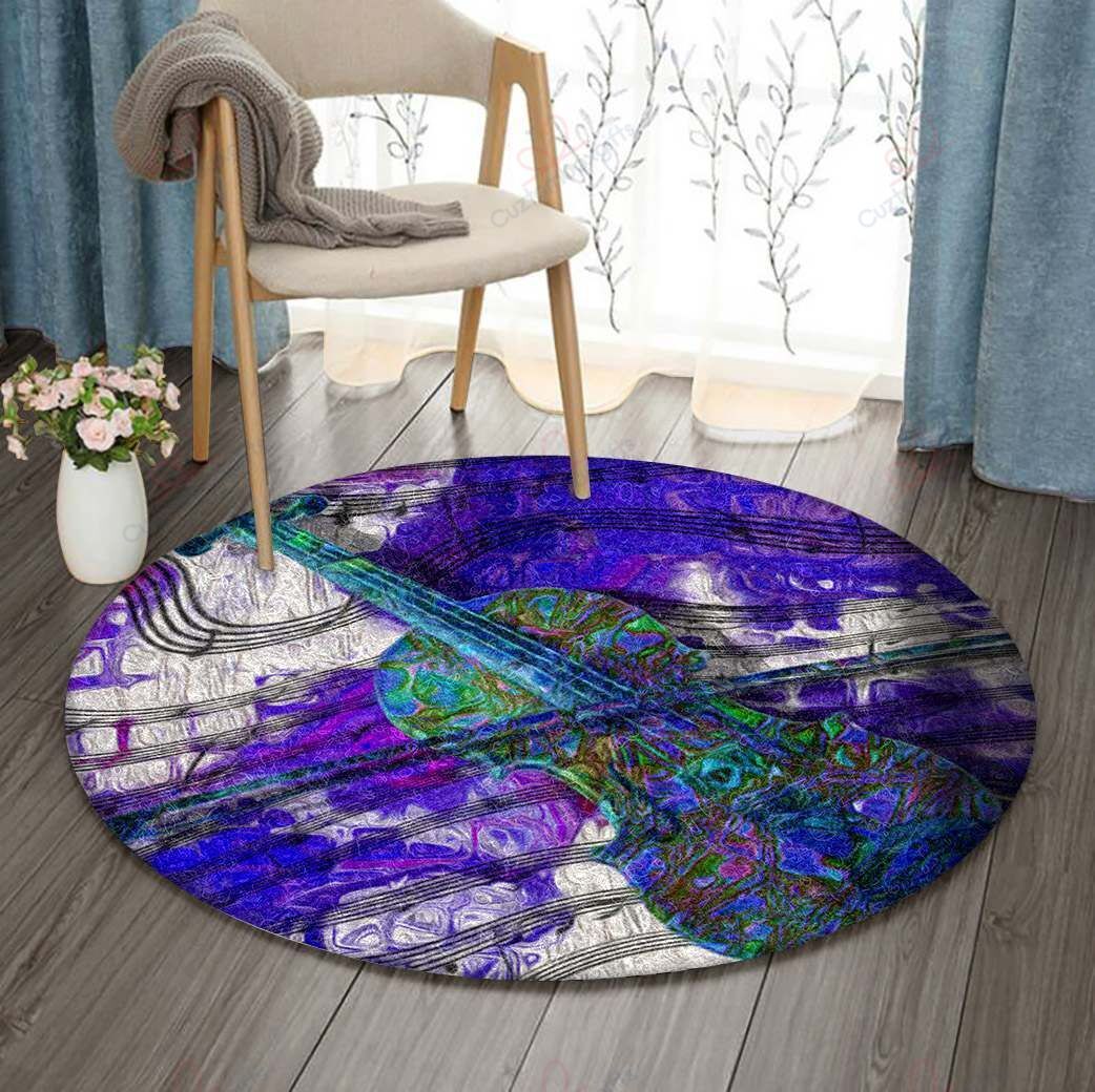 Violet Violin Round Carpet Floor Rug Living Room Bedroom Decor Round Area Rug Carpet Violet Violin Round Carpet Floor Rug Living Room Bedroom Decor Round Area Rug Carpet