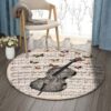 Violin And Butterfly Round Carpet Floor Rug Living Room Bedroom Decor Round Area Rug Carpet