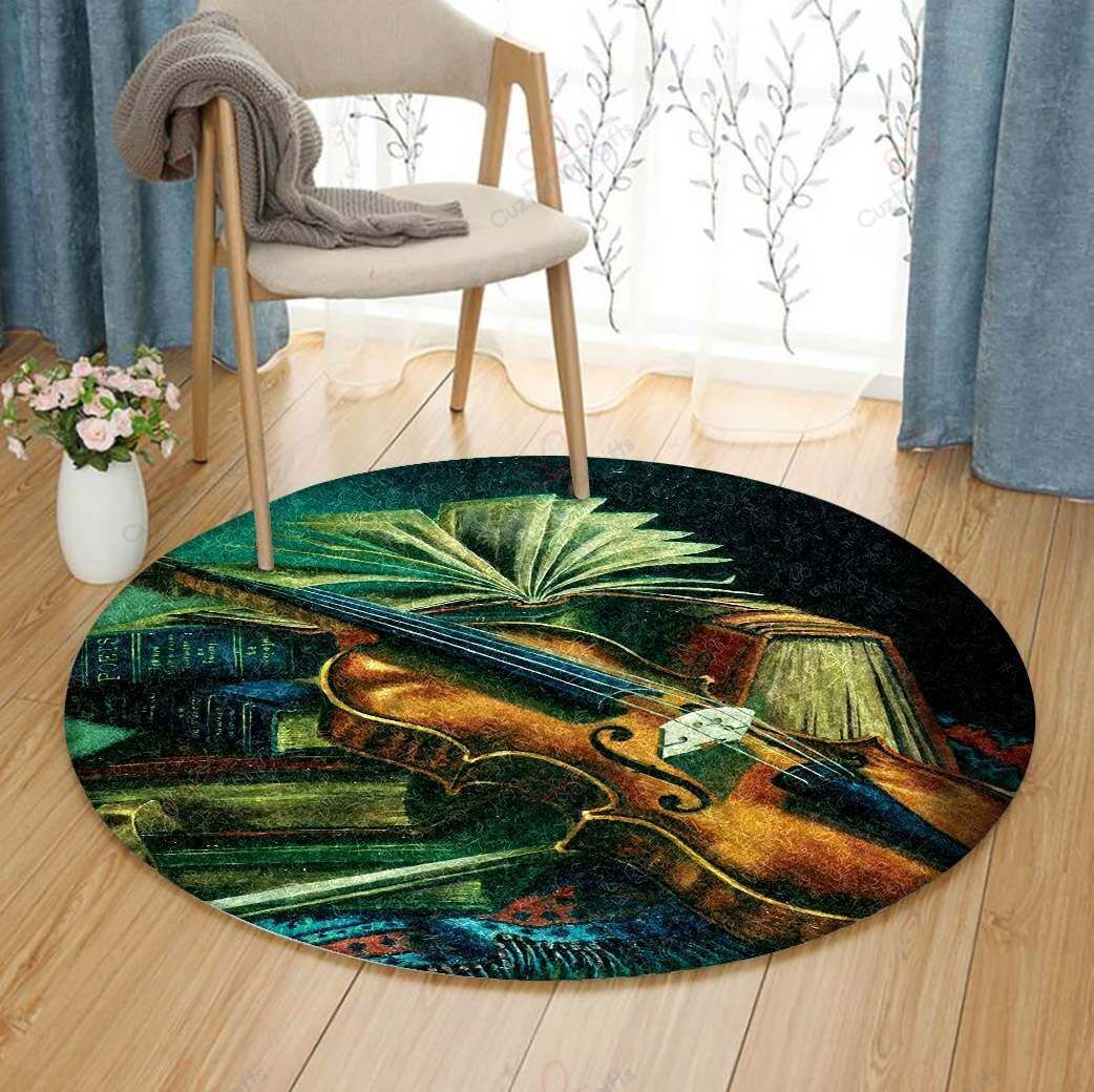 Violin Book Round Carpet Floor Rug Living Room Bedroom Decor Round Area Rug Carpet Violin Book Round Carpet Floor Rug Living Room Bedroom Decor Round Area Rug Carpet