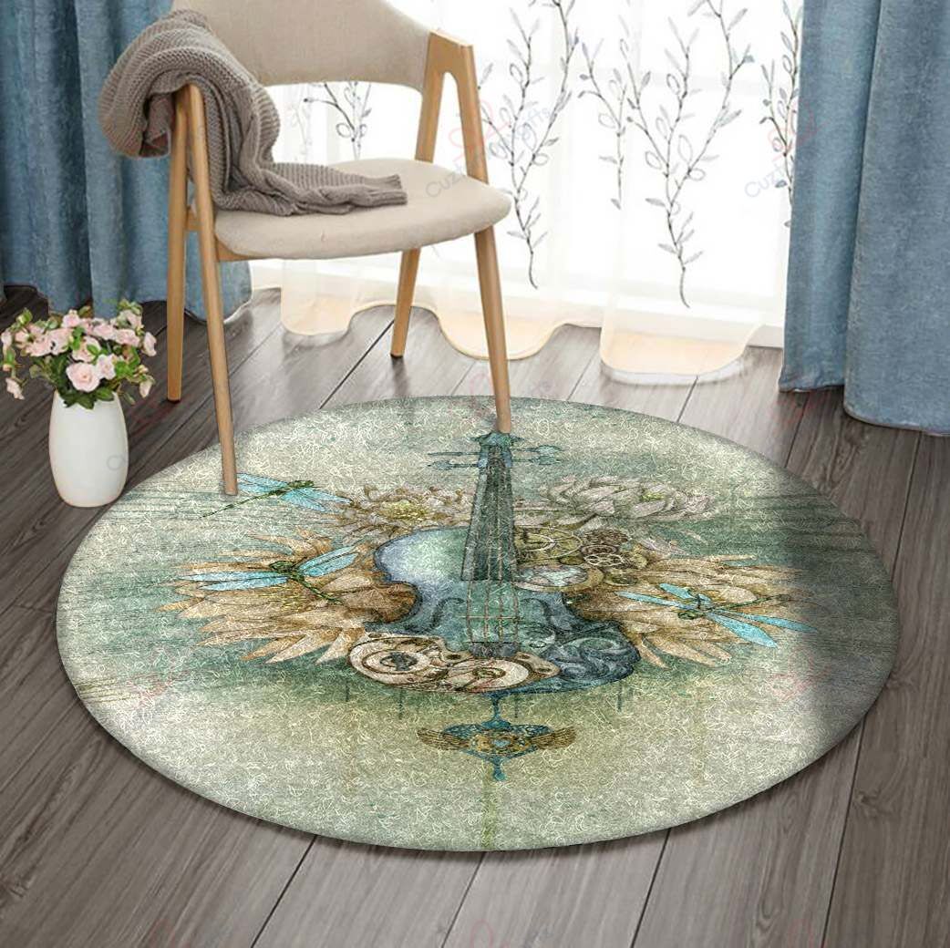 Violin Flower Round Carpet Floor Rug Living Room Bedroom Decor Round Area Rug Carpet Violin Flower Round Carpet Floor Rug Living Room Bedroom Decor Round Area Rug Carpet
