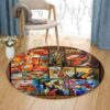 Violin Round Carpet Floor Rug Living Room Bedroom Decor Round Area Rug Carpet