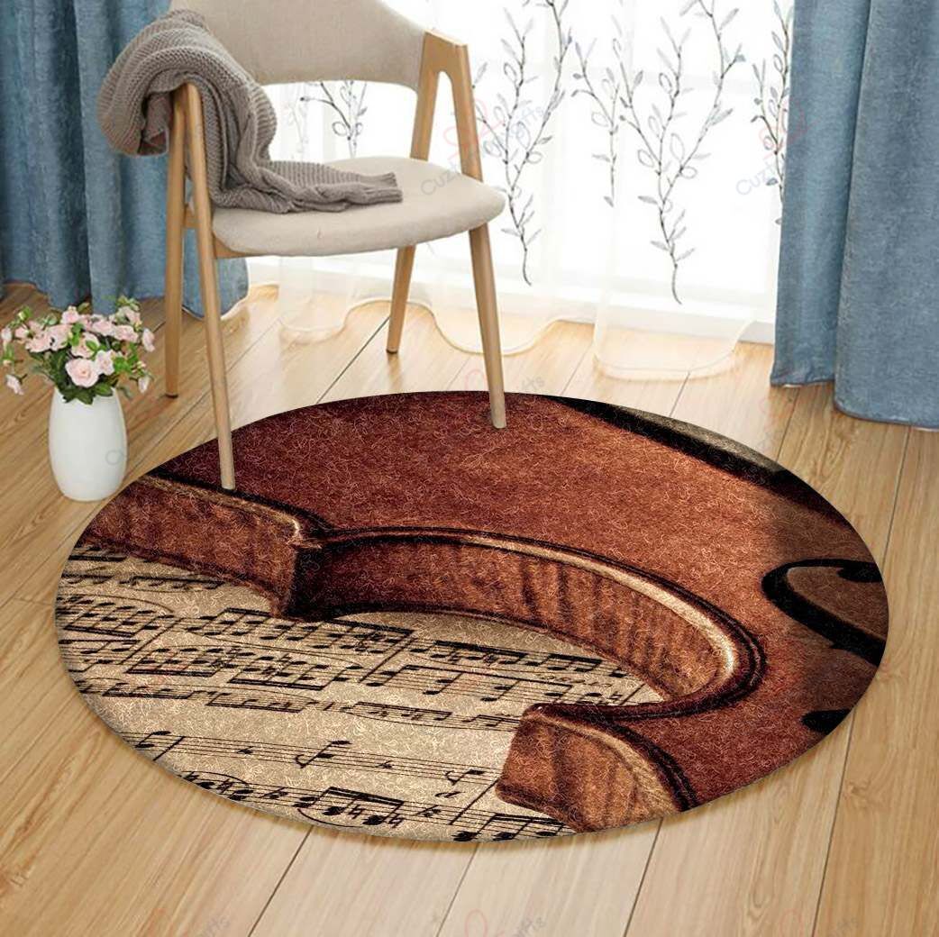 Violin Music Round Carpet Floor Rug Living Room Bedroom Decor Round Area Rug Carpet Violin Music Round Carpet Floor Rug Living Room Bedroom Decor Round Area Rug Carpet