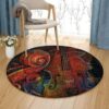 Violin Notes Round Carpet Floor Rug Living Room Bedroom Decor Round Area Rug Carpet