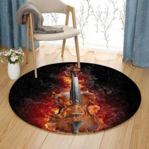 Violins Round Carpet Floor Rug Living Room Bedroom Decor Round Area Rug Carpet