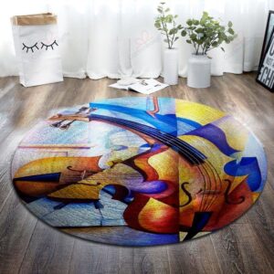 Violon Round Carpet Floor Rug Living Room Bedroom Decor Round Area Rug Carpet