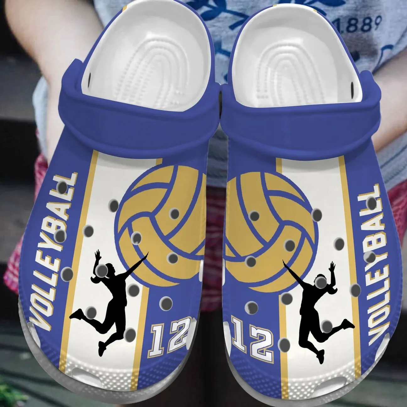 Volleyball Blue And Gold Personalized Clog Custom Crocs Comfortablefashion Style Comfortable For Women Men Kid Print 3D Volleyball Blue And Gold Personalized Clog Custom Crocs Comfortablefashion Style Comfortable For Women Men Kid Print 3D