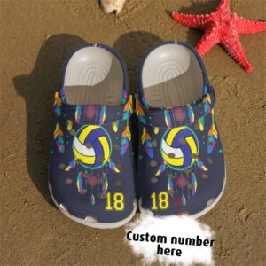 Volleyball Personalized Catcher Sku 2701 Crocs Crocband Clog Comfortable For Mens Womens Classic Clog Water Shoes