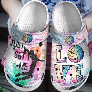 Volleyball Personalized Clog Custom Crocs Comfortablefashion Style Comfortable For Women Men Kid Print 3D Just Set Me
