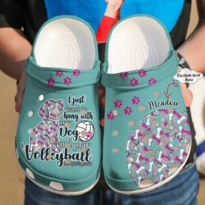 Volleyball Personalized Dog And Sku 2616 Crocs Crocband Clog Comfortable For Mens Womens Classic Clog Water Shoes