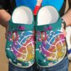 Volleyball Personalized Love At First Spike Sku 2630 Crocs Crocband Clog Comfortable For Mens Womens Classic Clog Water Shoes