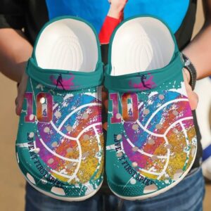 Volleyball Personalized Love At First Spike Sku 2630 Crocs Crocband Clog Comfortable For Mens Womens Classic Clog Water Shoes