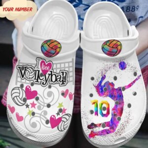 Volleyball Personalized Personalize Clog Custom Crocs Fashionstyle Comfortable For Women Men Kid Print 3D I Love Volleyball