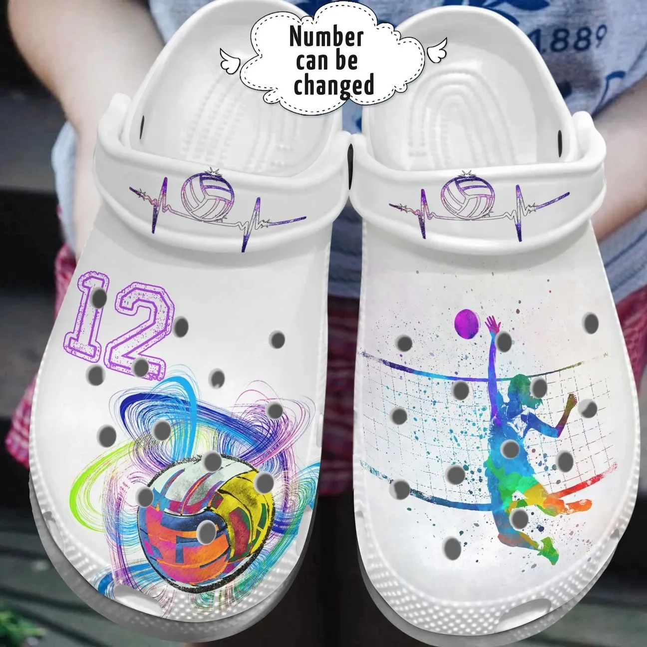 Volleyball Personalized Personalize Clog Custom Crocs Fashionstyle Comfortable For Women Men Kid Print 3D Whitesole Purple Volleyball Personalized Personalize Clog Custom Crocs Fashionstyle Comfortable For Women Men Kid Print 3D Whitesole Purple